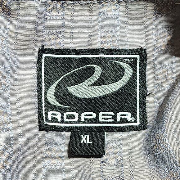 Roper Western Pearl Snap Shirt Adult XL Blue Gray Rodeo Mens Star Pattern Cowboy - Picture 10 of 13